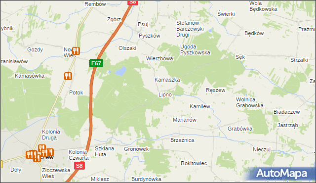 mapa Lipno gmina Brzeźnio, Lipno gmina Brzeźnio na mapie Targeo
