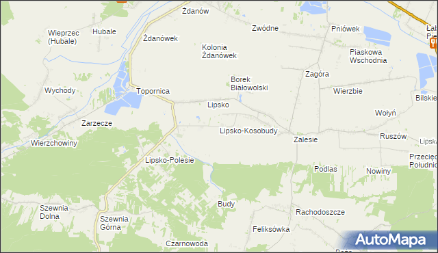 mapa Lipsko-Kosobudy, Lipsko-Kosobudy na mapie Targeo