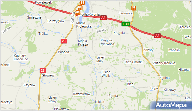 mapa Lisiec Mały, Lisiec Mały na mapie Targeo