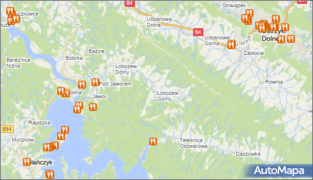 mapa Łobozew Górny, Łobozew Górny na mapie Targeo