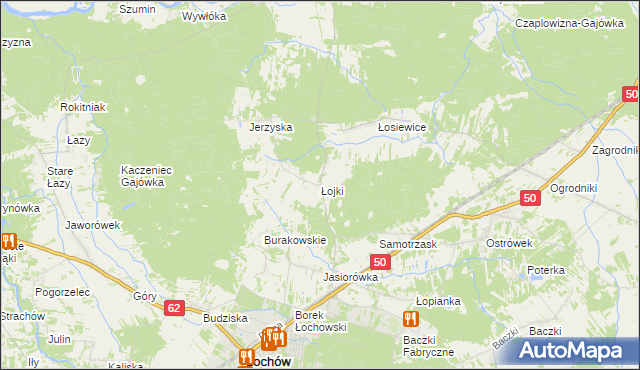 mapa Łojki gmina Łochów, Łojki gmina Łochów na mapie Targeo