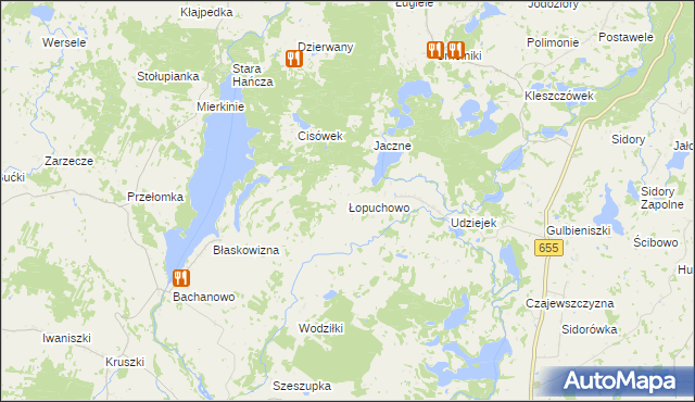 mapa Łopuchowo gmina Jeleniewo, Łopuchowo gmina Jeleniewo na mapie Targeo