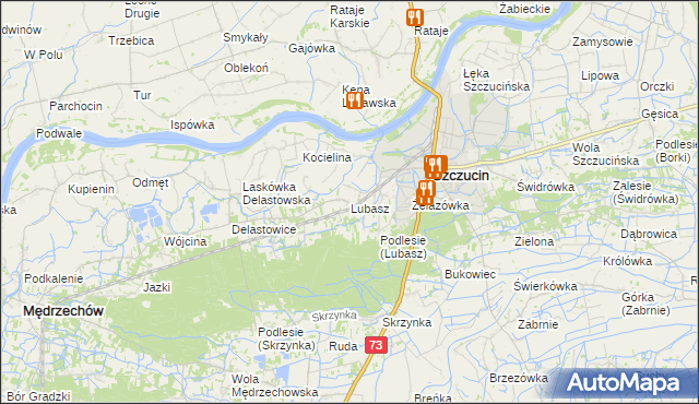 mapa Lubasz gmina Szczucin, Lubasz gmina Szczucin na mapie Targeo