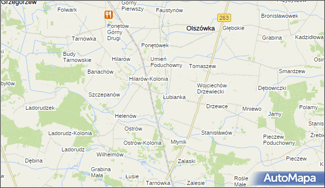 mapa Łubianka gmina Olszówka, Łubianka gmina Olszówka na mapie Targeo