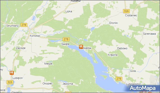 mapa Lubiatów gmina Sława, Lubiatów gmina Sława na mapie Targeo