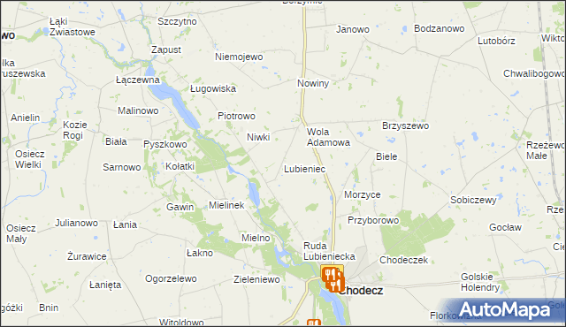 mapa Lubieniec gmina Chodecz, Lubieniec gmina Chodecz na mapie Targeo