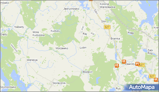 mapa Lubin gmina Morąg, Lubin gmina Morąg na mapie Targeo