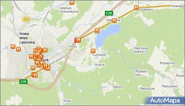 mapa Lubowidz gmina Nowa Wieś Lęborska, Lubowidz gmina Nowa Wieś Lęborska na mapie Targeo