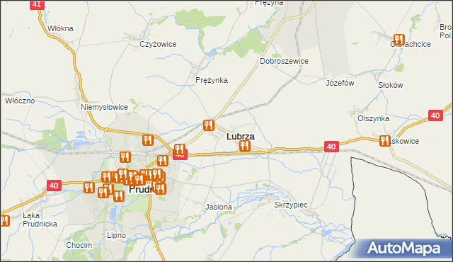 mapa Lubrza powiat prudnicki, Lubrza powiat prudnicki na mapie Targeo