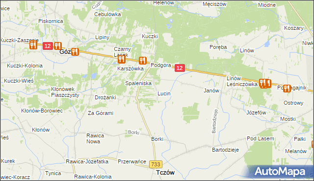 mapa Lucin gmina Tczów, Lucin gmina Tczów na mapie Targeo