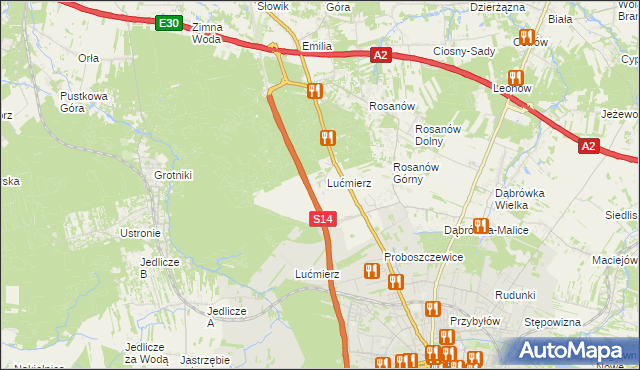 mapa Lućmierz-Las, Lućmierz-Las na mapie Targeo