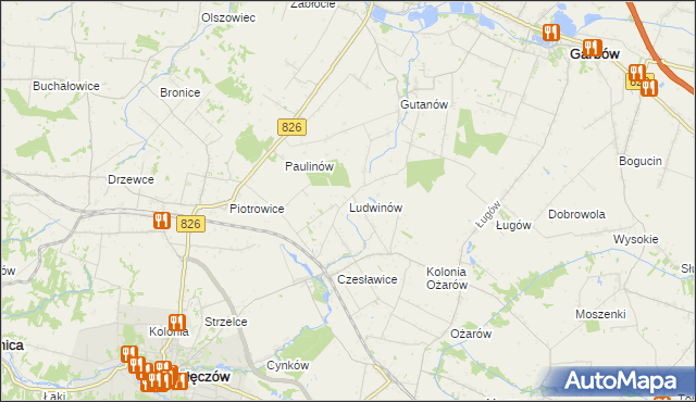 mapa Ludwinów gmina Nałęczów, Ludwinów gmina Nałęczów na mapie Targeo