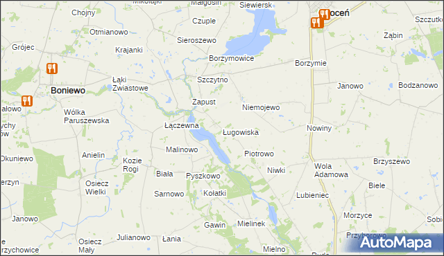 mapa Ługowiska, Ługowiska na mapie Targeo