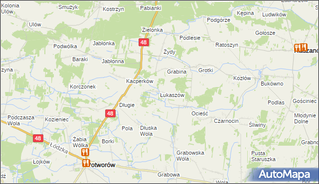 mapa Łukaszów gmina Radzanów, Łukaszów gmina Radzanów na mapie Targeo