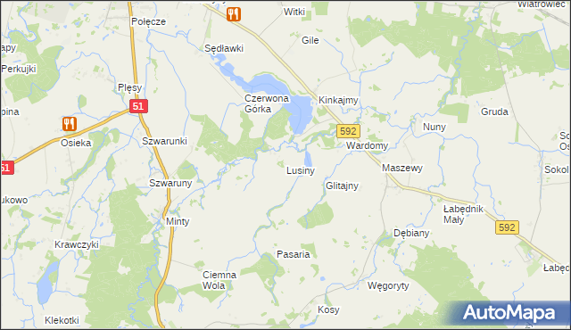 mapa Lusiny, Lusiny na mapie Targeo