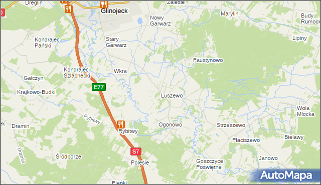 mapa Luszewo gmina Glinojeck, Luszewo gmina Glinojeck na mapie Targeo