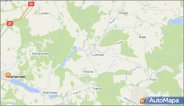 mapa Lutkowo gmina Dobrzany, Lutkowo gmina Dobrzany na mapie Targeo