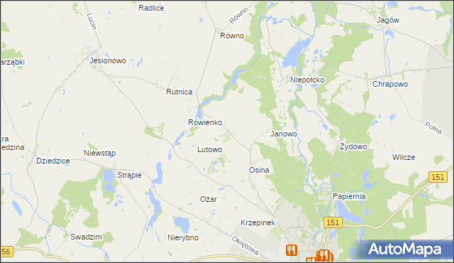 mapa Lutówko gmina Barlinek, Lutówko gmina Barlinek na mapie Targeo