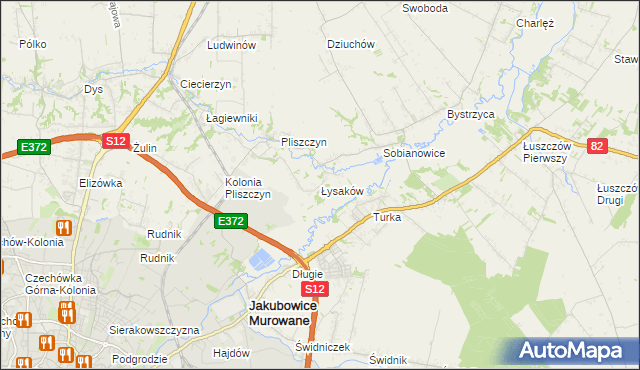 mapa Łysaków gmina Wólka, Łysaków gmina Wólka na mapie Targeo