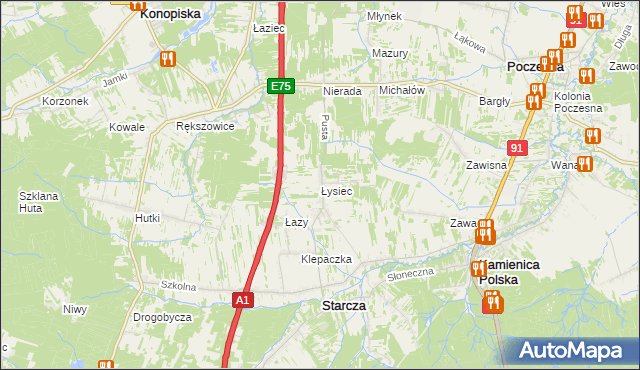 mapa Łysiec, Łysiec na mapie Targeo