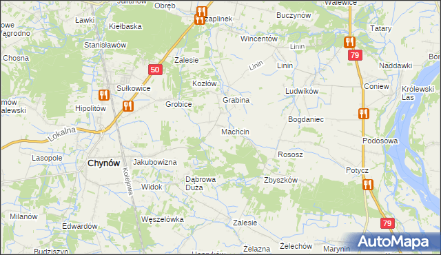 mapa Machcin gmina Chynów, Machcin gmina Chynów na mapie Targeo