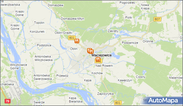 mapa Maciejowice powiat garwoliński, Maciejowice powiat garwoliński na mapie Targeo