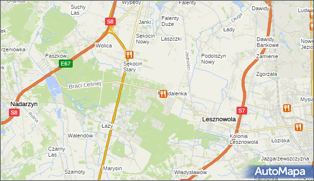 mapa Magdalenka gmina Lesznowola, Magdalenka gmina Lesznowola na mapie Targeo