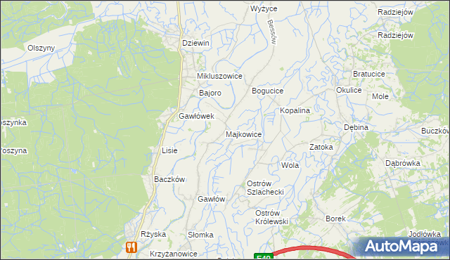 mapa Majkowice gmina Bochnia, Majkowice gmina Bochnia na mapie Targeo