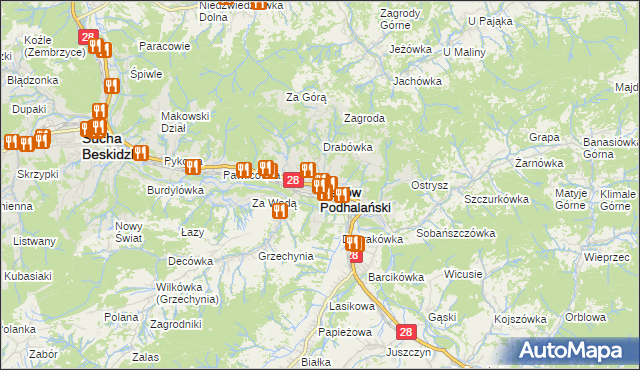 mapa Maków Podhalański, Maków Podhalański na mapie Targeo