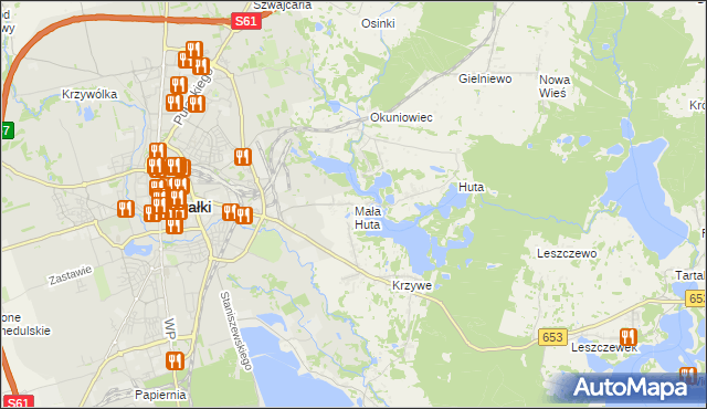 mapa Mała Huta gmina Suwałki, Mała Huta gmina Suwałki na mapie Targeo