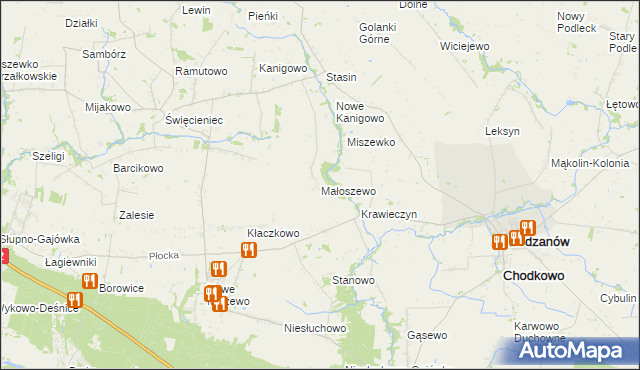 mapa Małoszewo gmina Bodzanów, Małoszewo gmina Bodzanów na mapie Targeo