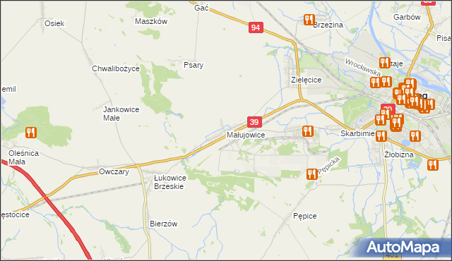 mapa Małujowice, Małujowice na mapie Targeo