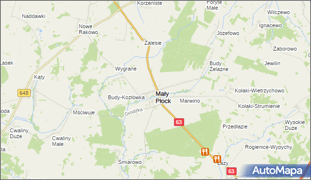 mapa Mały Płock, Mały Płock na mapie Targeo