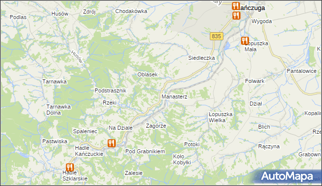 mapa Manasterz gmina Jawornik Polski, Manasterz gmina Jawornik Polski na mapie Targeo