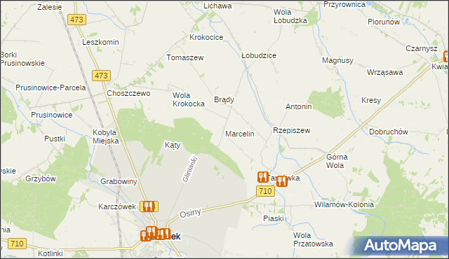 mapa Marcelin gmina Szadek, Marcelin gmina Szadek na mapie Targeo