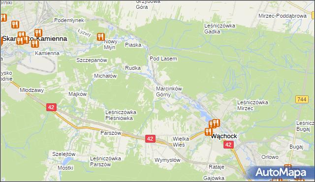 mapa Marcinków gmina Wąchock, Marcinków gmina Wąchock na mapie Targeo