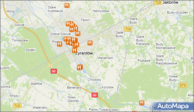 mapa Mariampol gmina Jaktorów, Mariampol gmina Jaktorów na mapie Targeo