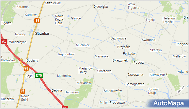 mapa Marianka gmina Strzelce, Marianka gmina Strzelce na mapie Targeo