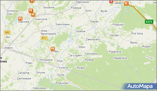 mapa Marki gmina Baranów Sandomierski, Marki gmina Baranów Sandomierski na mapie Targeo