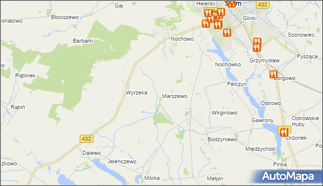 mapa Marszewo gmina Śrem, Marszewo gmina Śrem na mapie Targeo
