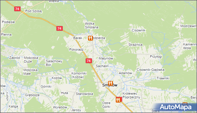 mapa Matyniów, Matyniów na mapie Targeo