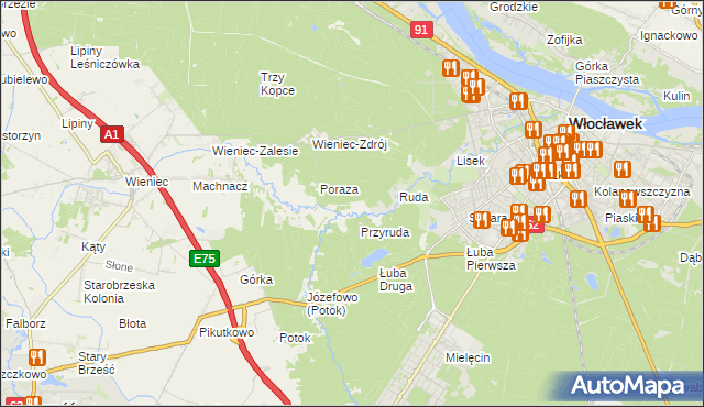 mapa Mazury gmina Brześć Kujawski, Mazury gmina Brześć Kujawski na mapie Targeo