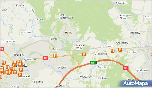 mapa Męcka Wola, Męcka Wola na mapie Targeo