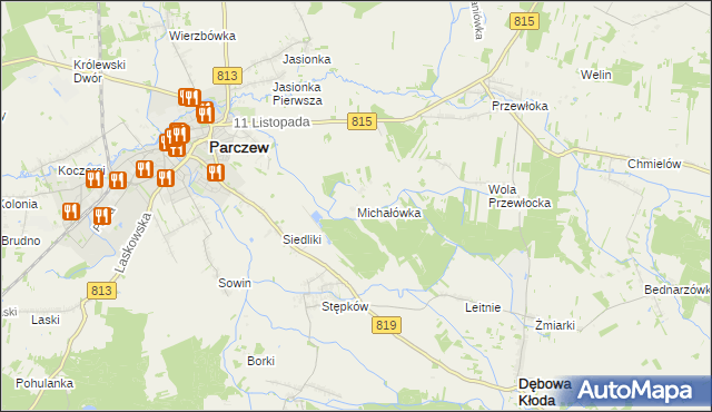 mapa Michałówka gmina Parczew, Michałówka gmina Parczew na mapie Targeo