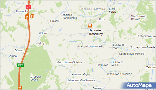 mapa Miecznikowo-Kołaki, Miecznikowo-Kołaki na mapie Targeo