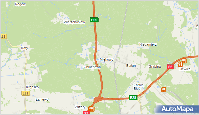 mapa Miękowo gmina Goleniów, Miękowo gmina Goleniów na mapie Targeo