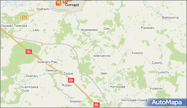 mapa Mierkienniki, Mierkienniki na mapie Targeo