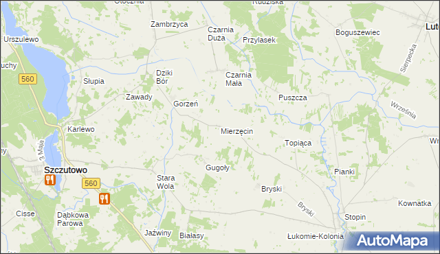 mapa Mierzęcin gmina Szczutowo, Mierzęcin gmina Szczutowo na mapie Targeo