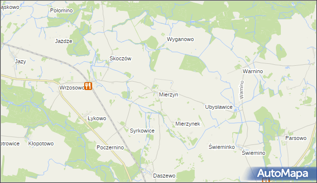 mapa Mierzyn gmina Karlino, Mierzyn gmina Karlino na mapie Targeo