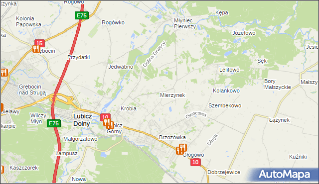 mapa Mierzynek gmina Lubicz, Mierzynek gmina Lubicz na mapie Targeo